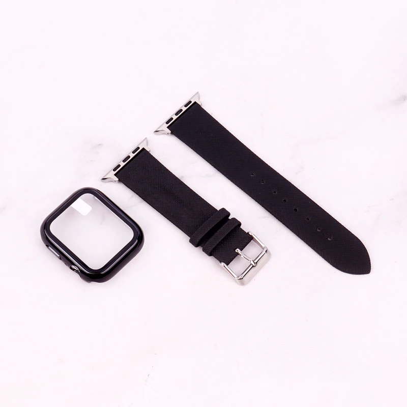 بند اپل واچ طرح چرم + محافظ صفحه 44mm