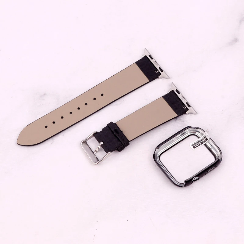 بند اپل واچ طرح چرم + محافظ صفحه 44mm