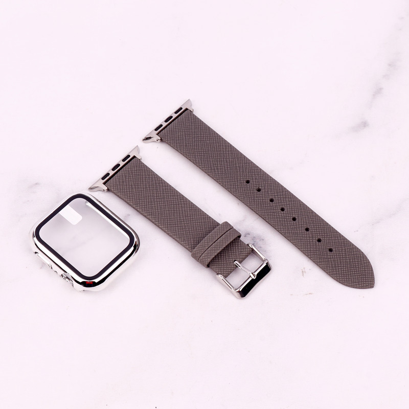 بند اپل واچ طرح چرم + محافظ صفحه 44mm