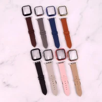 بند اپل واچ طرح چرم + محافظ صفحه 45mm