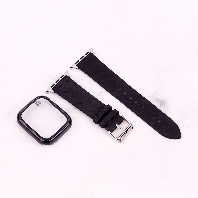 بند اپل واچ طرح چرم + محافظ صفحه 45mm