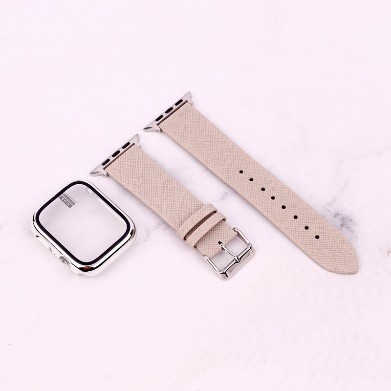 بند اپل واچ طرح چرم + محافظ صفحه 45mm