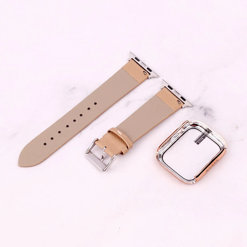 بند اپل واچ طرح چرم + محافظ صفحه 45mm