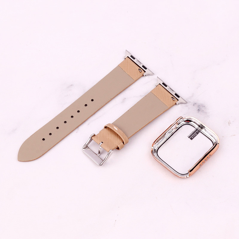 بند اپل واچ طرح چرم + محافظ صفحه 45mm