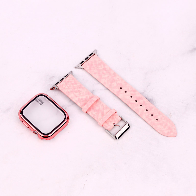 بند اپل واچ طرح چرم + محافظ صفحه 45mm