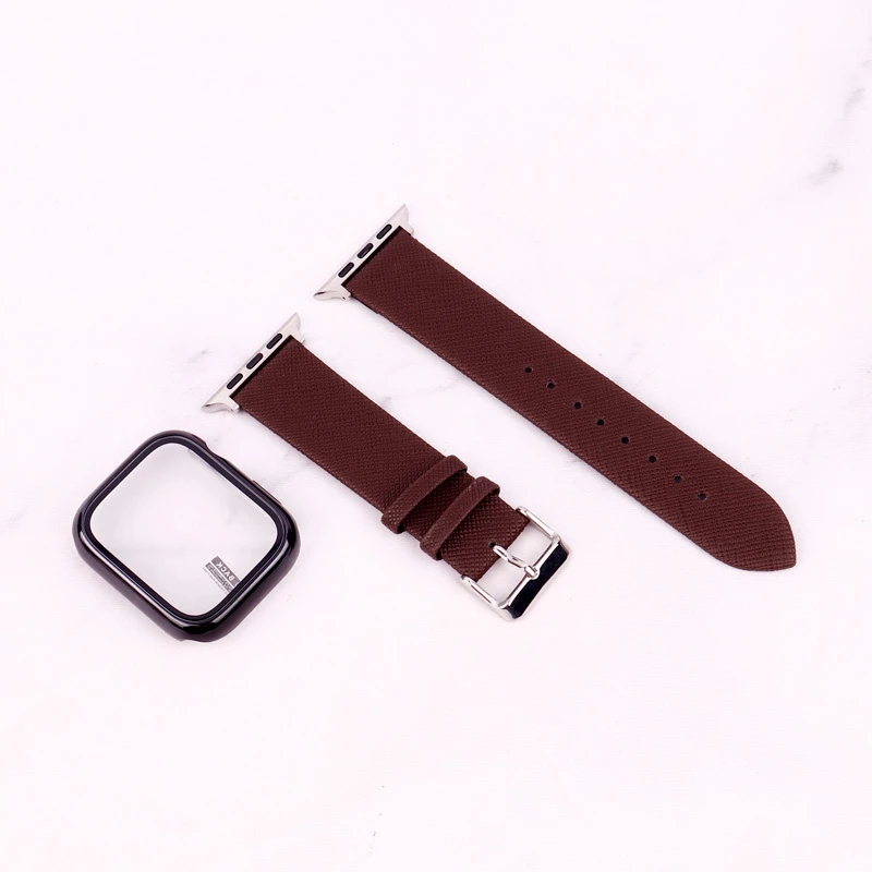 بند اپل واچ طرح چرم + محافظ صفحه 45mm