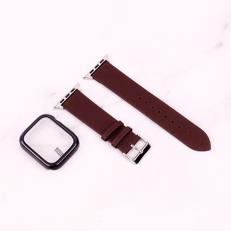 بند اپل واچ طرح چرم + محافظ صفحه 45mm