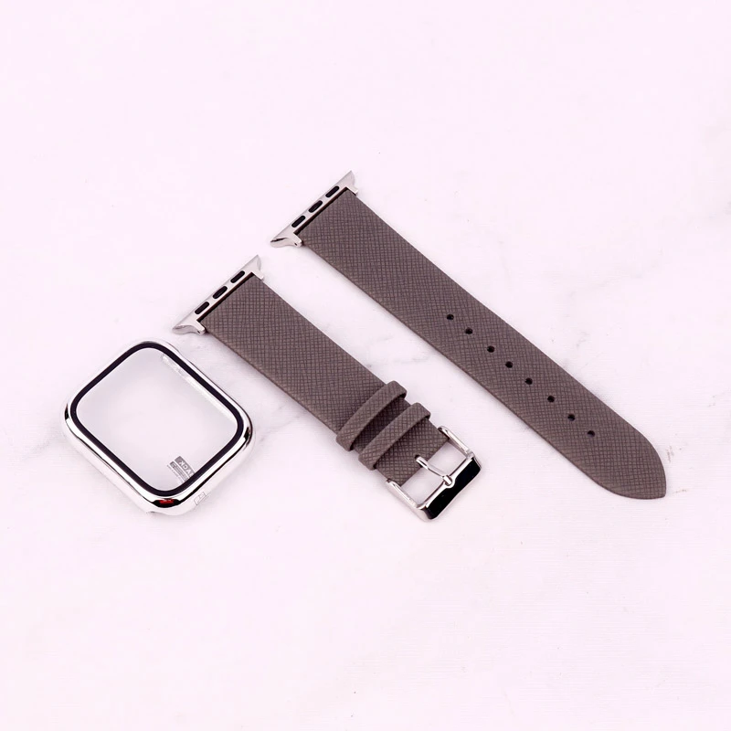 بند اپل واچ طرح چرم + محافظ صفحه 45mm