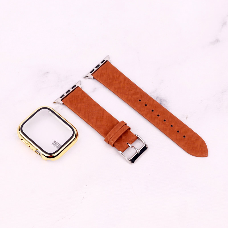بند اپل واچ طرح چرم + محافظ صفحه 45mm
