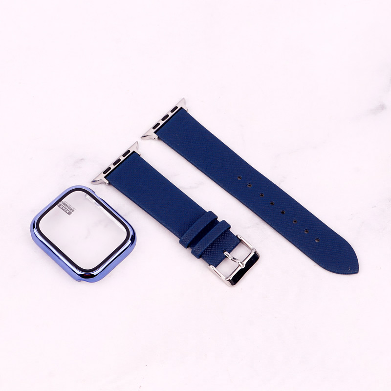 بند اپل واچ طرح چرم + محافظ صفحه 45mm
