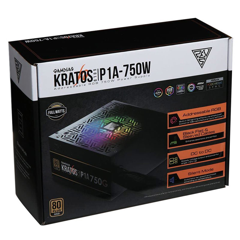 پاور 750 وات گیم دیاس Gamdias KRATOS P1A-750G ARGB Gold