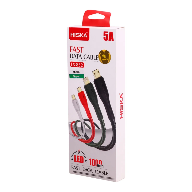 کابل میکرو یو اس بی فست شارژ 5 آمپر هیسکا LX-832 طول 1 متر