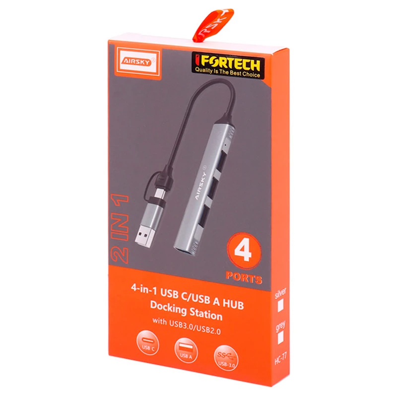 هاب 4 پورت USB3.0 آیفورتک Airsky HC-77