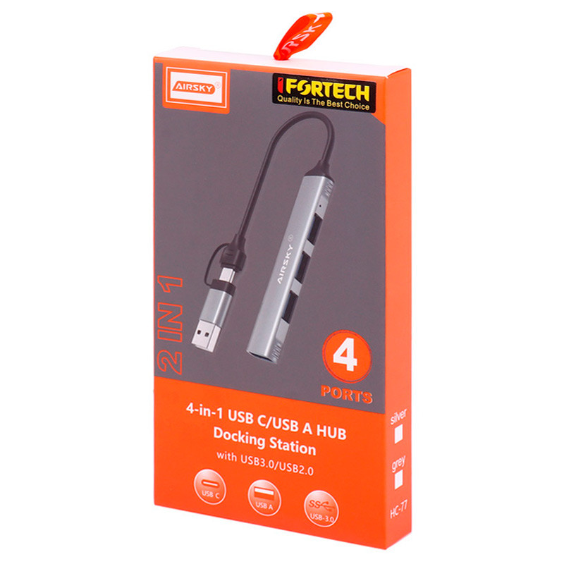 هاب 4 پورت USB3.0 آیفورتک Airsky HC-77