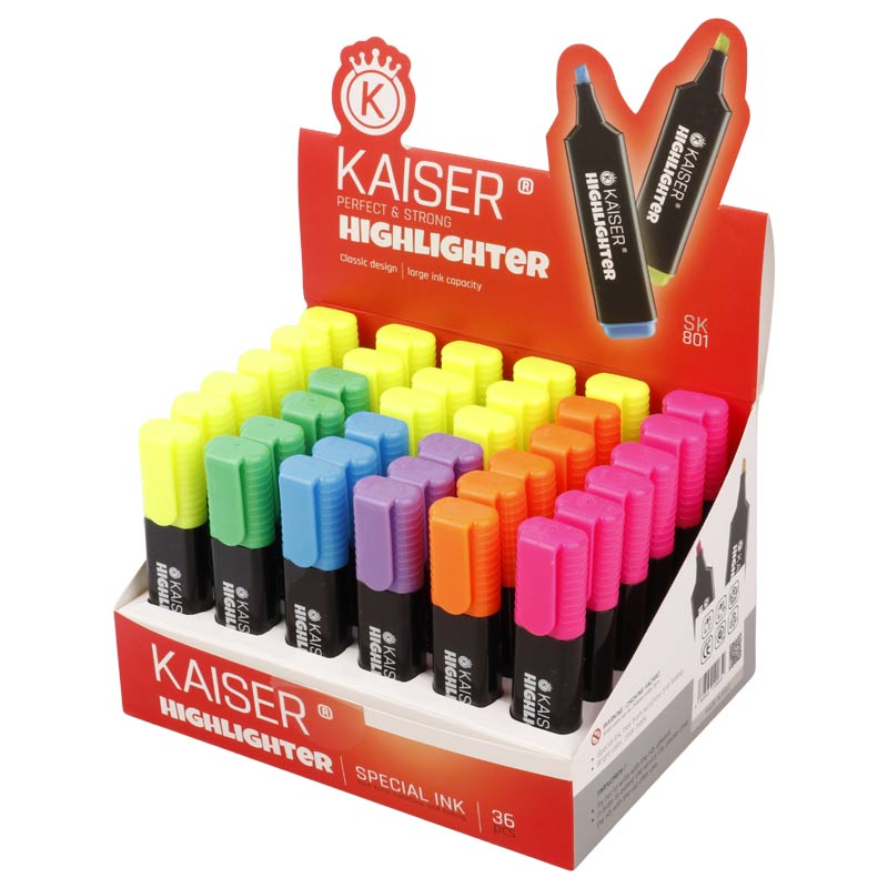 ماژیک هایلایت کایزر Kaiser SK801 بسته ۳۶ عددی