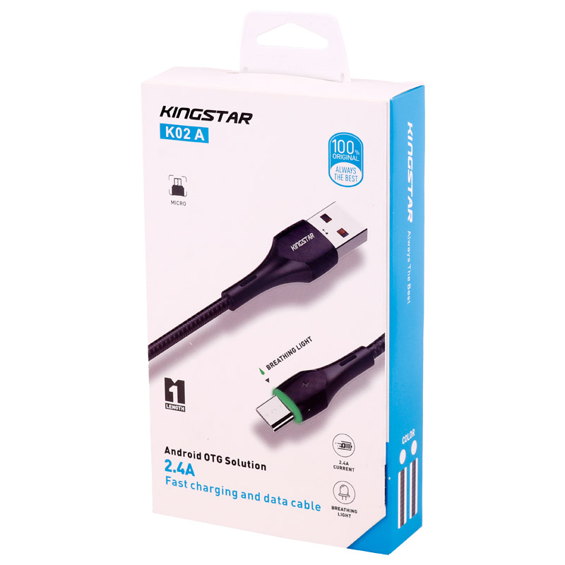 کابل میکرو یو اس بی فست شارژ KingStar K02A 2.4A 1m