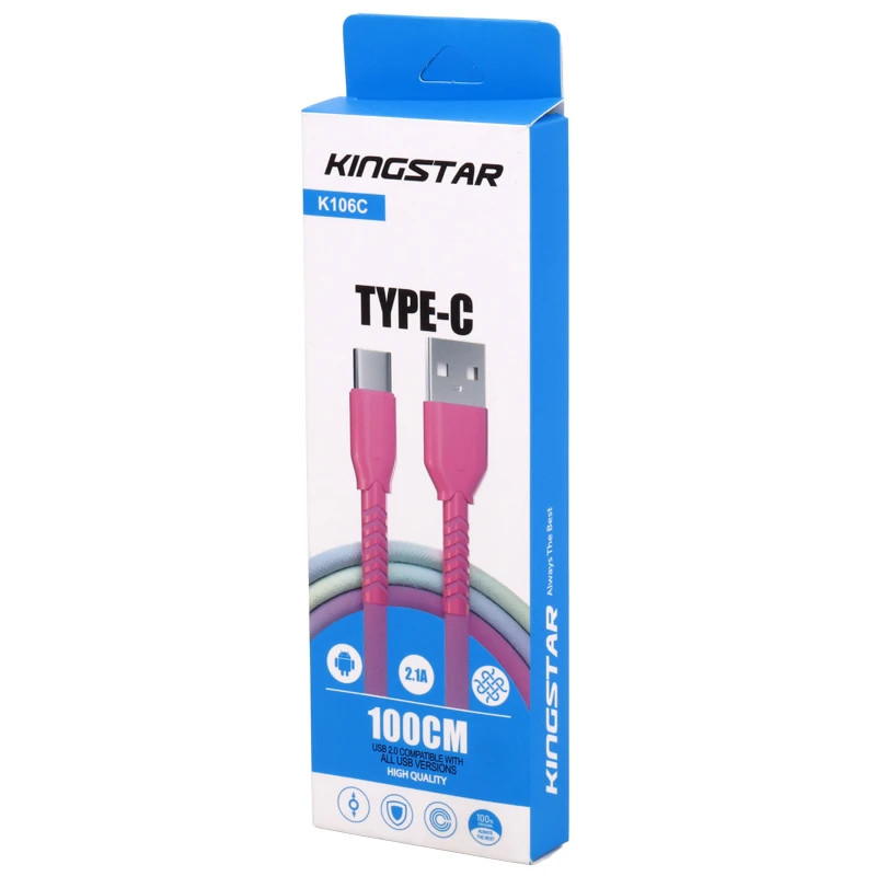 کابل تایپ سی فست شارژ 2.1 آمپر کینگ استار K106C طول 1 متر