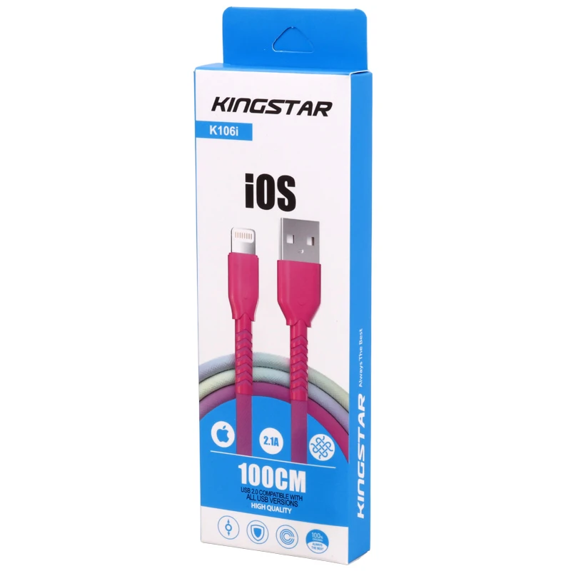 کابل لایتنینگ فست شارژ 2.1 آمپر کینگ استار K106i طول 1 متر