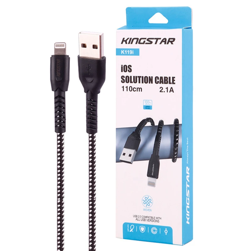 کابل لایتنینگ فست شارژ 2.1 آمپر کینگ استار K119i طول 1.1 متر