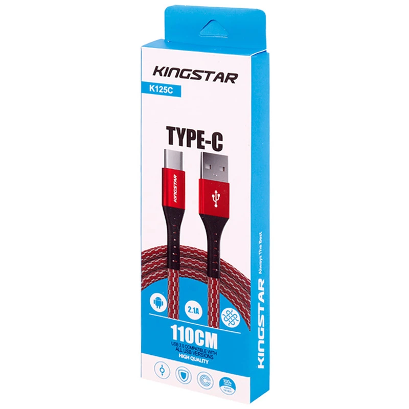 کابل تایپ سی فست شارژ 2.1 آمپر کینگ استار K125C طول 1.1 متر