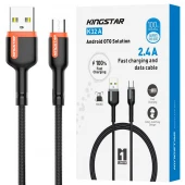 کابل میکرو یو اس بی فست شارژ 2.4 آمپر کینگ استار K32A طول 1 متر