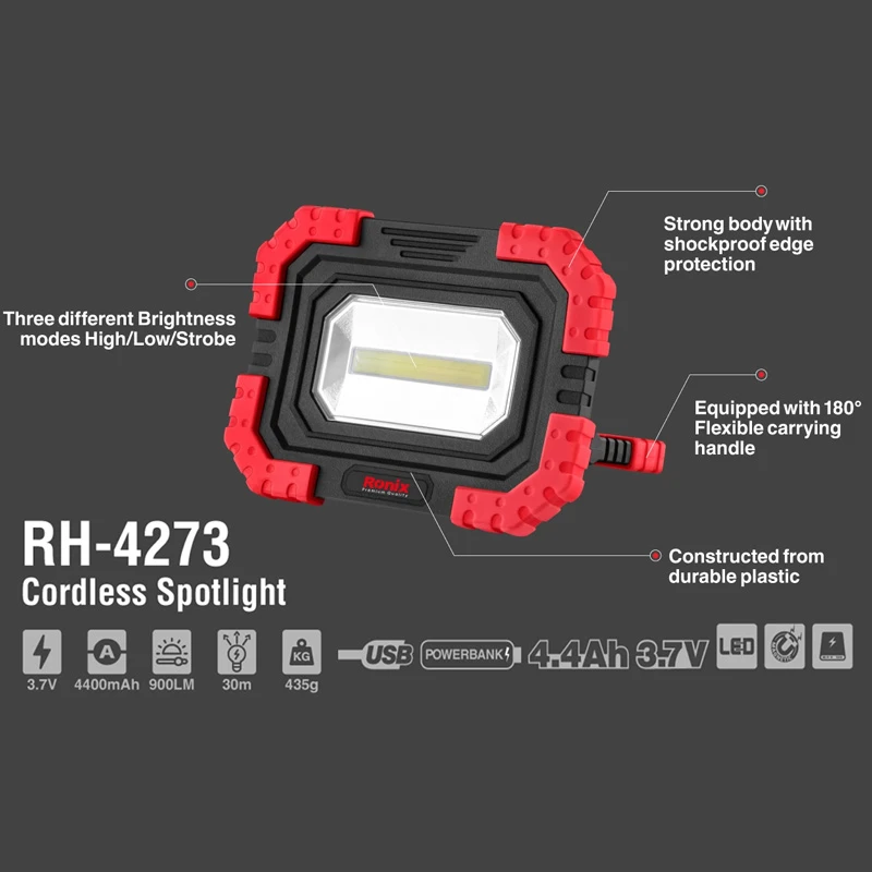 پروژکتور سیار شارژی و پاوربانک 4400 Ronix RH-4273