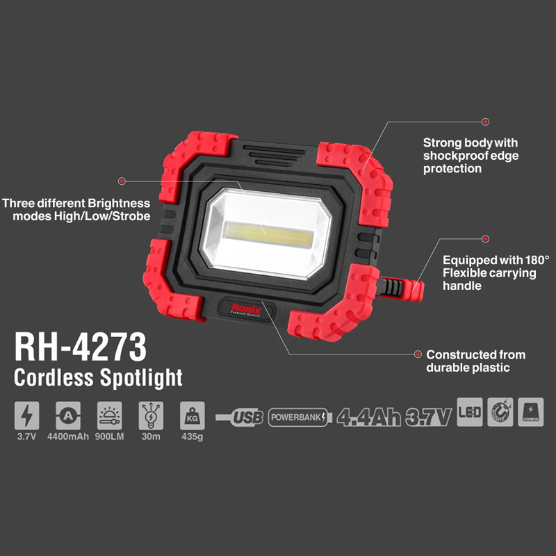 پروژکتور سیار شارژی و پاوربانک 4400 Ronix RH-4273
