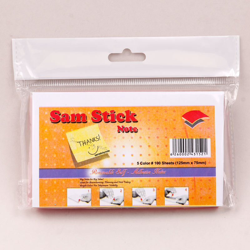 کاغذ یادداشت چسب دار Sam Stick Note 12.5*7.5cm بسته 100 برگی