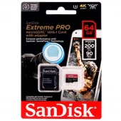 رم میکرو 64 گیگ سن دیسک SanDisk Extreme Pro V30 U3 A2 C10 200MB/s + خشاب