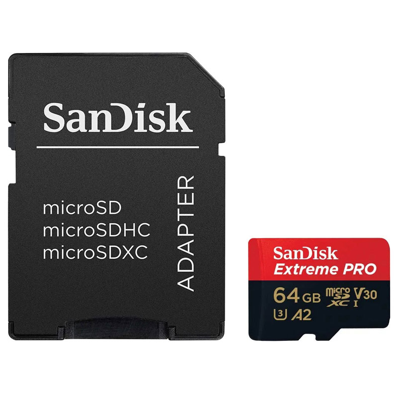 رم میکرو 64 گیگ سن دیسک SanDisk Extreme Pro V30 U3 A2 C10 200MB/s + خشاب