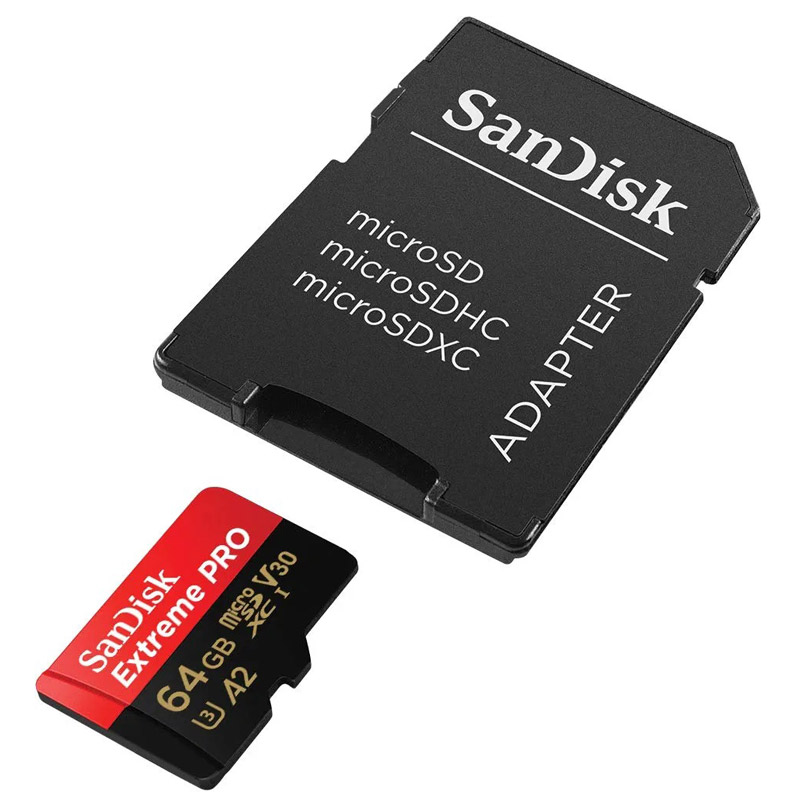 رم میکرو 64 گیگ سن دیسک SanDisk Extreme Pro V30 U3 A2 C10 200MB/s + خشاب