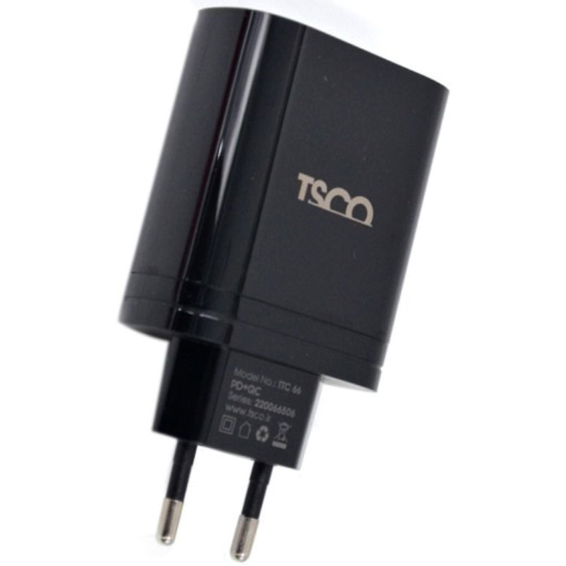 شارژر دیواری فست شارژ TSCO TTC 66 2Port QC3.0 PD 3A 38W Type-C + کابل تبدیل تایپ سی