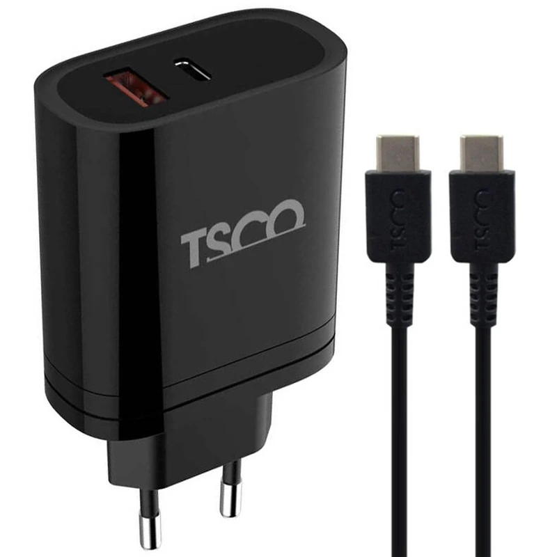 شارژر دیواری 38 وات تسکو TTC 66 QC3.0 PD 3A + کابل تبدیل تایپ سی
