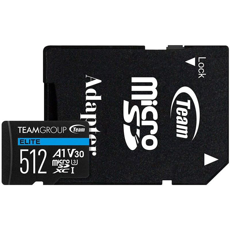 رم میکرو 512 گیگ تیم گروپ TeamGroup Elite A1 V30 U3 C10 100MB/s + خشاب