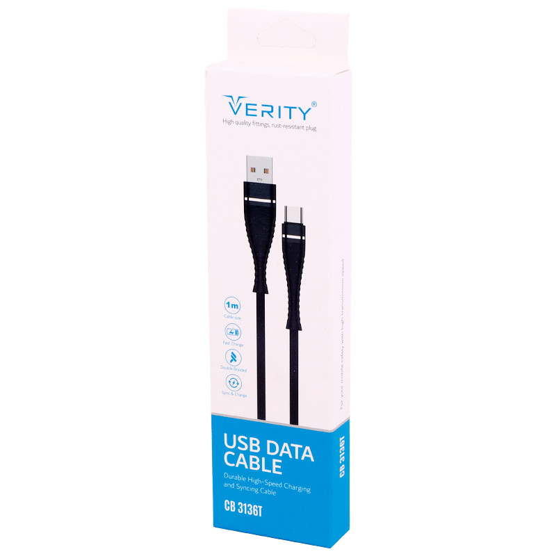 کابل تایپ سی فست شارژ Verity CB3136T 1m