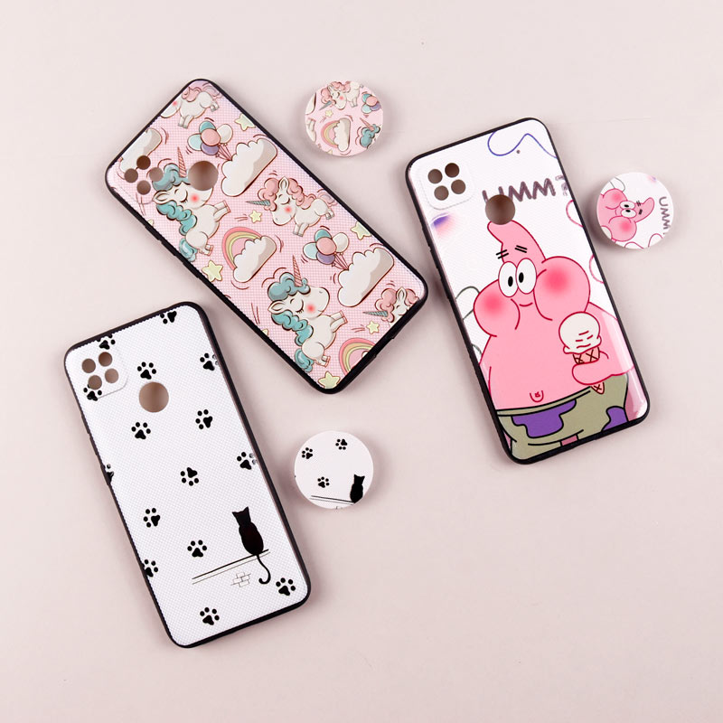 قاب فانتزی طرحدار دخترانه محافظ لنزدار + پاپ سوکت Xiaomi Redmi 9C سری R