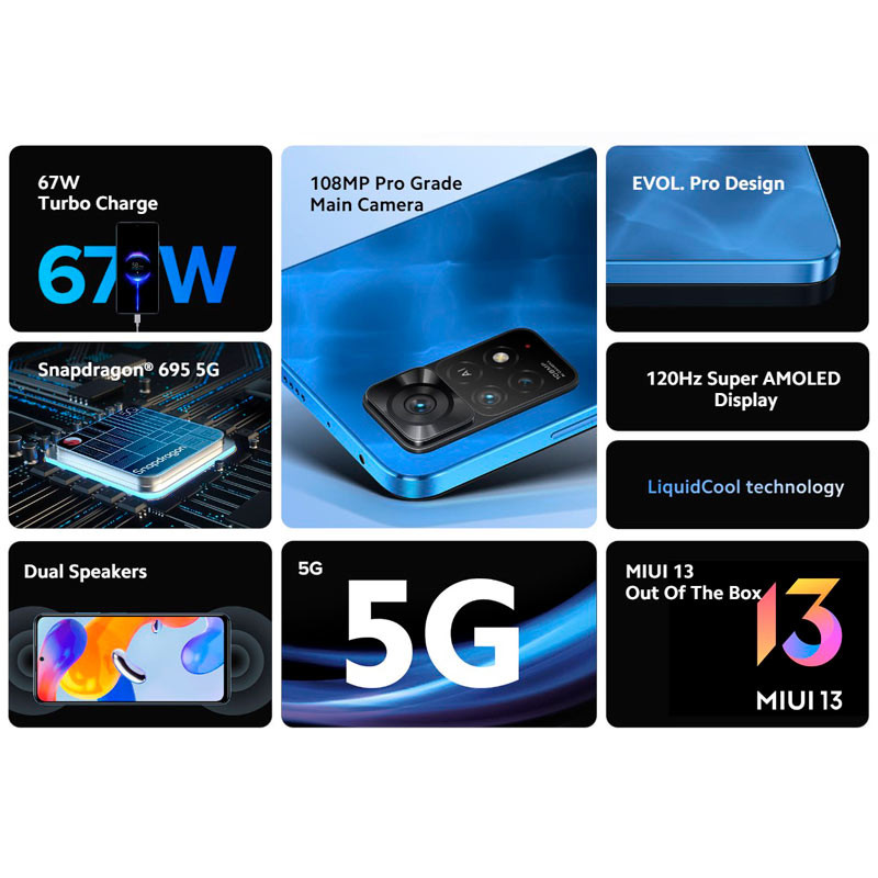 گوشی موبایل شیائومی Xiaomi Redmi Note 11 Pro Plus 5G (India) Dual Sim ظرفیت 256 گیگابایت و رم 8 گیگابایت