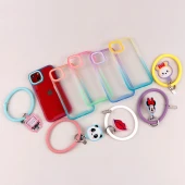 قاب PC شفاف دو رنگ + بند آویز iPhone 13