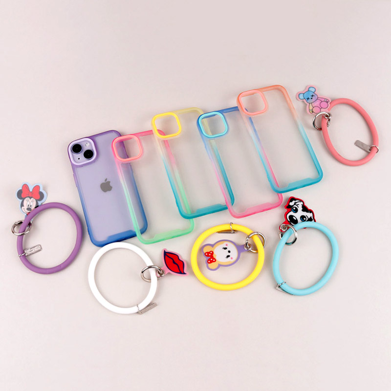 قاب PC شفاف دو رنگ + بند آویز iPhone 14