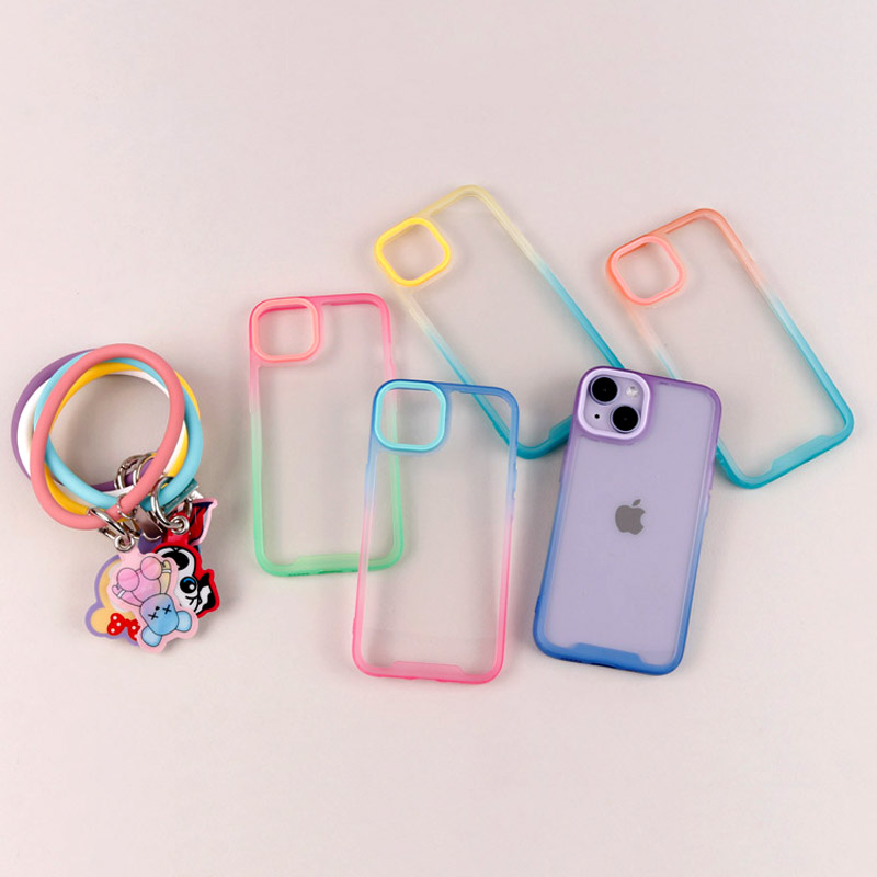 قاب PC شفاف دو رنگ + بند آویز iPhone 14