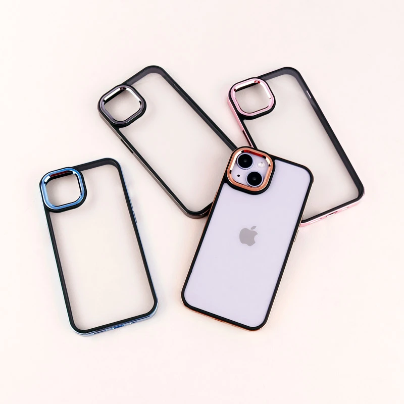 قاب PC متال ایرون New Skin دور رنگی پشت شفاف iPhone 14