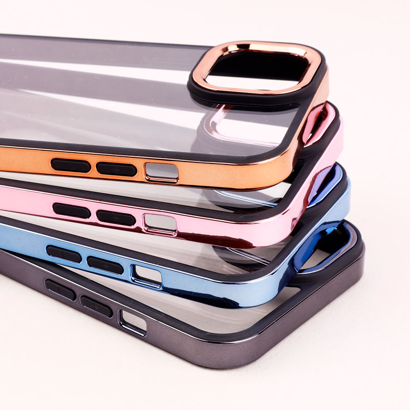 قاب PC متال ایرون New Skin دور رنگی پشت شفاف iPhone 14