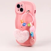 قاب فانتزی محافظ لنزدار iPhone 14 + آویز Yocorol صورتی