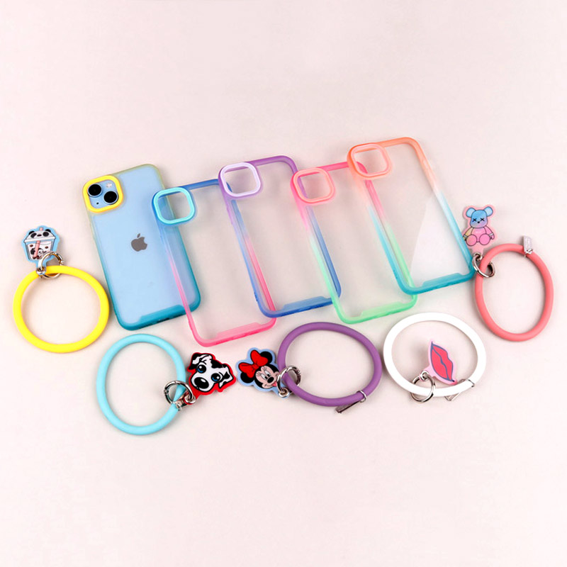 قاب PC شفاف دو رنگ + بند آویز iPhone 14 Plus