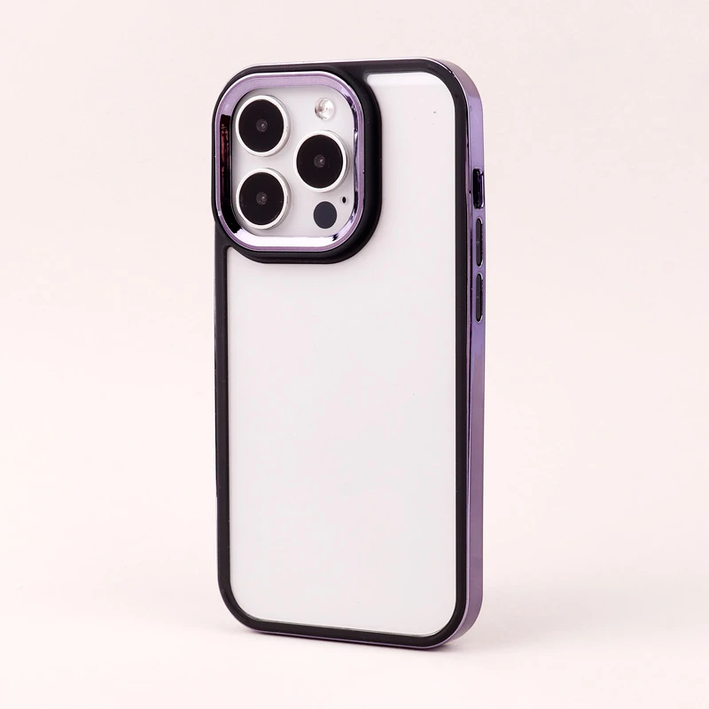 قاب PC متال ایرون New Skin دور رنگی پشت شفاف iPhone 14 Pro