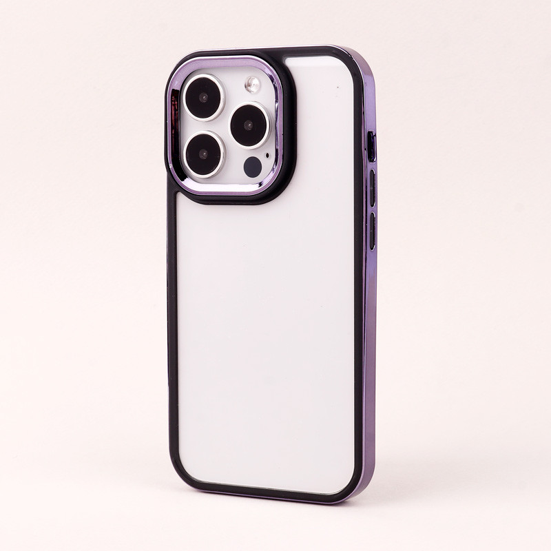 قاب PC متال ایرون New Skin دور رنگی پشت شفاف iPhone 14 Pro