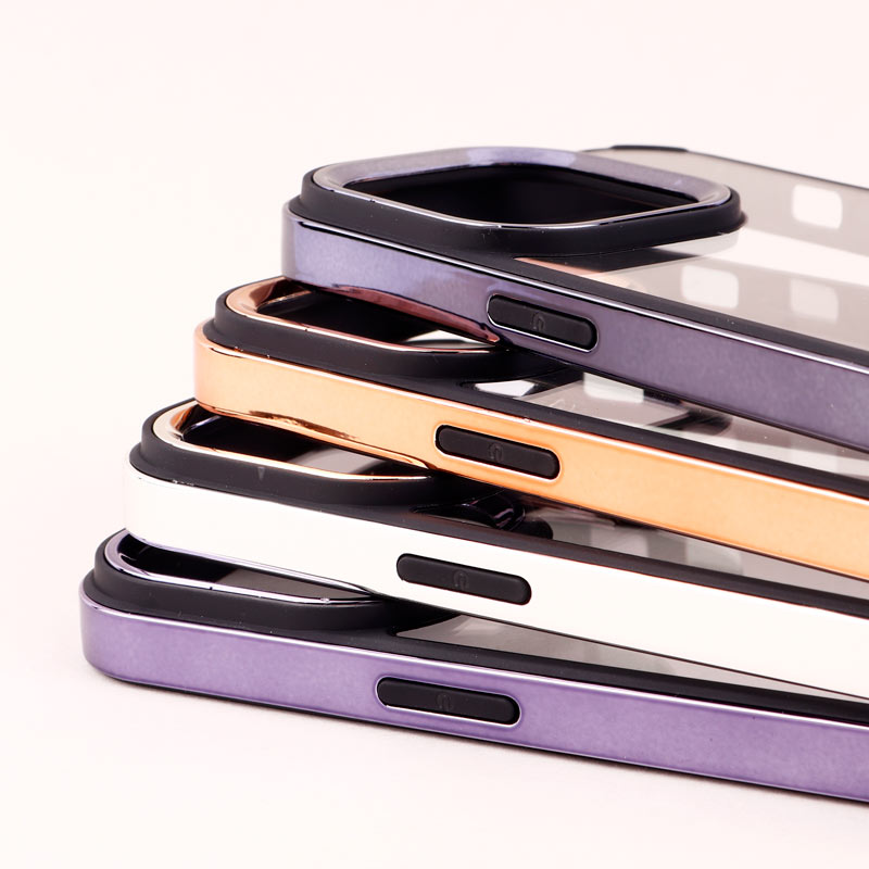 قاب PC متال ایرون New Skin دور رنگی پشت شفاف iPhone 14 Pro