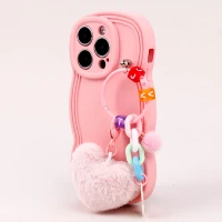 قاب فانتزی محافظ لنزدار iPhone 14 Pro + آویز Yocorol صورتی