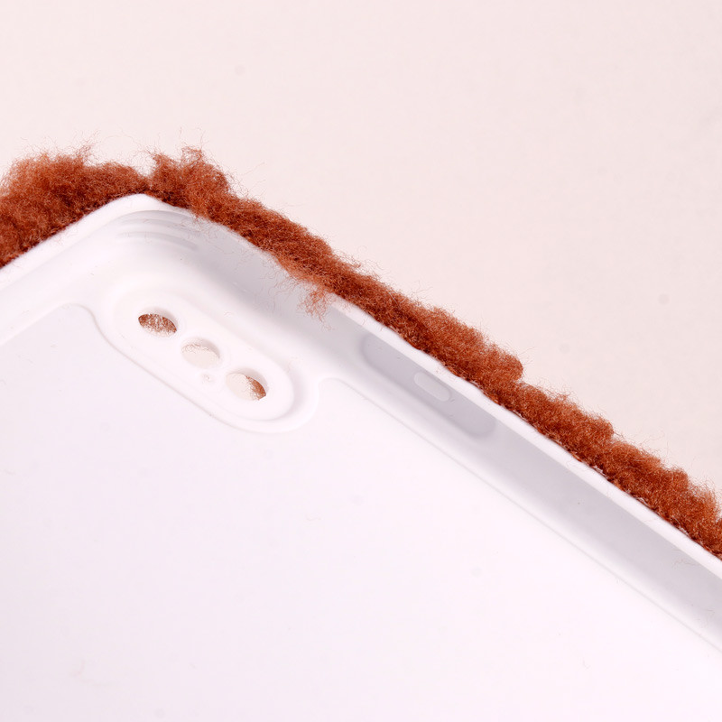 قاب پولیشی سگ پشمالو محافظ لنزدار iPhone XS قهوه ای