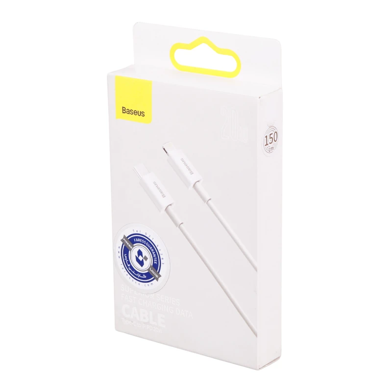 کابل تایپ سی به لایتنینگ فست شارژ 20 وات باسئوس CATLYS-B02 طول 1.5 متر